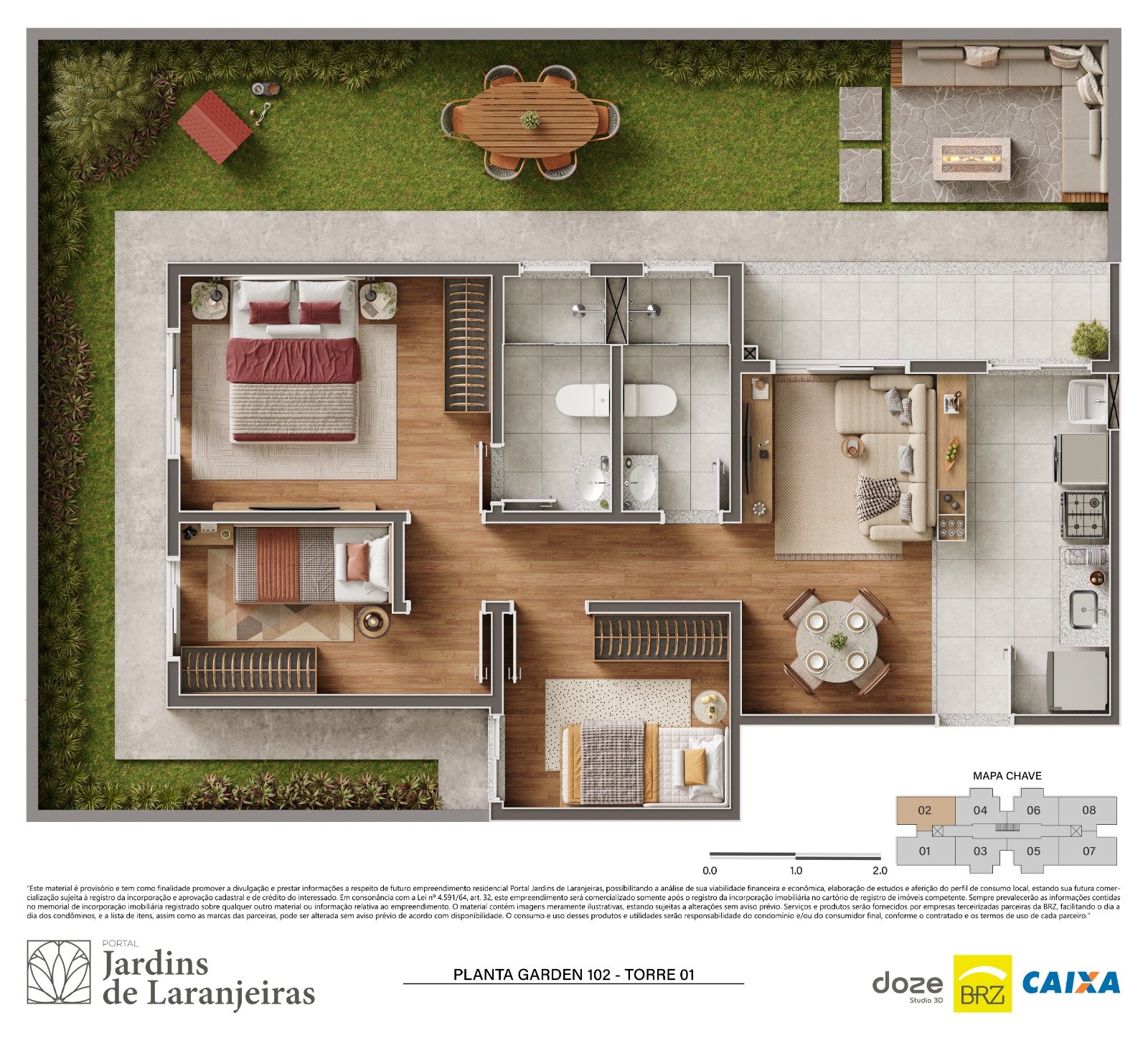 Exemplo de planta Garden 102, Torre 01